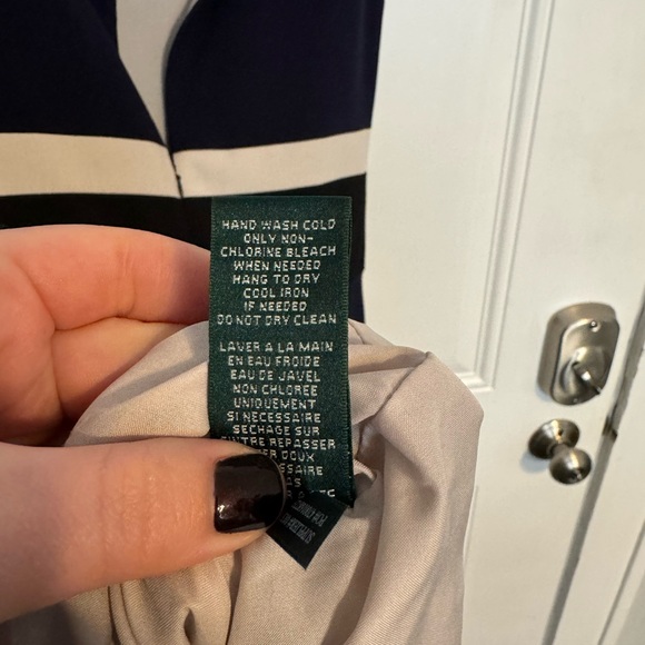 Ralph Lauren Striped a-line dress with pleated skirt  (black, navy & neutral) - Picture 7 of 8